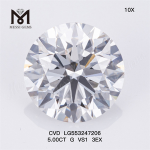 5CT G VS1 3EX diamante cresciuto in laboratorio cvd Diamante creato in laboratorio da 5 carati