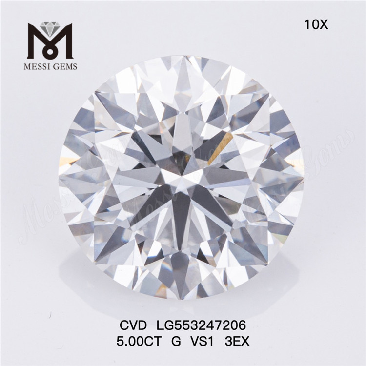 5CT G VS1 3EX diamante cresciuto in laboratorio cvd Diamante creato in laboratorio da 5 carati