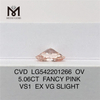 5,06ct vs1 EX VG Colore rosa leggermente fantasia Diamante coltivato in laboratorio di alta qualità 