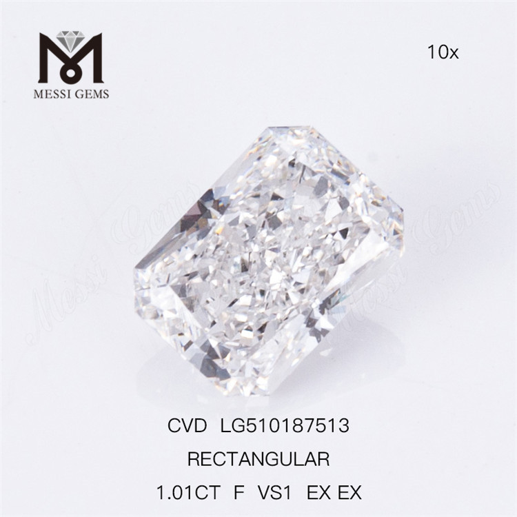 1.01CT RETTANGOLARE MODIFICATO BRILLANTE Taglio F VS1 EX CVD Diamante coltivato in laboratorio Certificato IGI