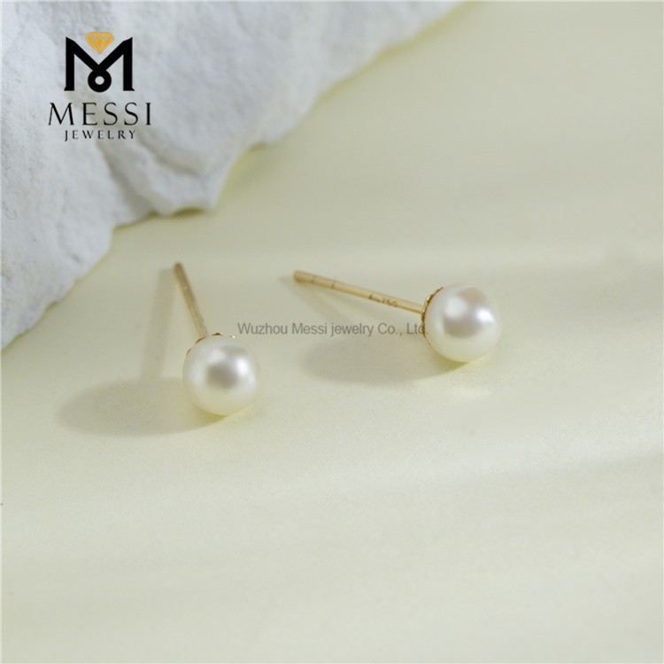 Eleganti orecchini di perle da sposa in oro 18 carati da 4-5 mm per matrimoni