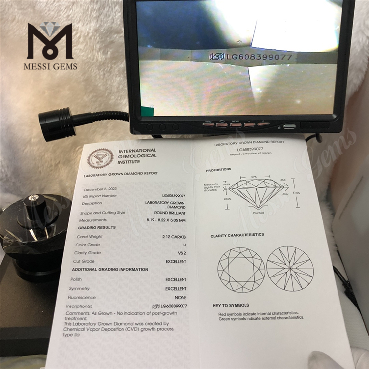 2.12CT H VS2 Diamanti realizzati in laboratorio su misura prezzo all\'ingrosso CVD LG608399077丨Messigems