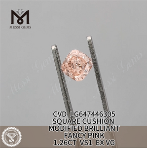 Diamanti fabbricati rosa FANCY QUADRATI da 1,26 CT CVD LG647446305 