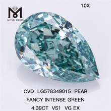 VERDE INTENSO FANTASIA PERA DA 4,39 CT VS1 VG EX CVD Diamante Verde LG578349015