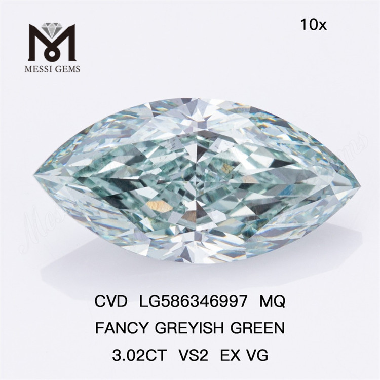 Diamanti verdi da 3 ct VS2 EX VG CVD MQ FANCY VERDE GRIGIO VS2 EX VG CVD LG586346997 