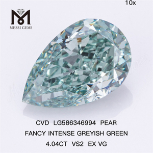 Diamanti Fancy Green Lab Grown da 4 ct PERA FANCY INTENSO VERDE GRIGIASTRO VS2 EX VG CVD LG586346994