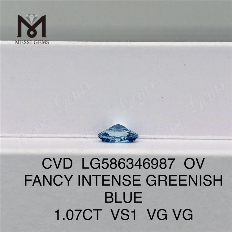 1.07CT VS1 VG VG OV FANCY INTENSO VERDASTRO Blu Ovale Diamante CVD LG586346987
