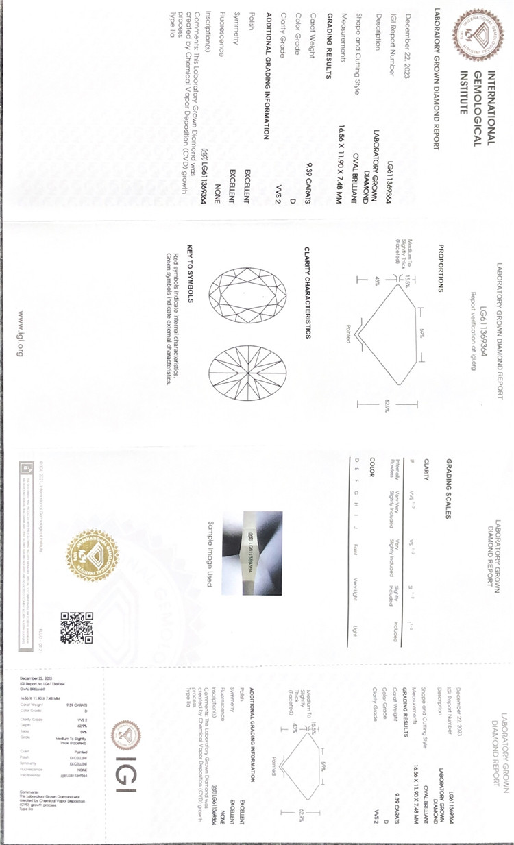 Diamanti ovali coltivati ​​in laboratorio da 9 ct