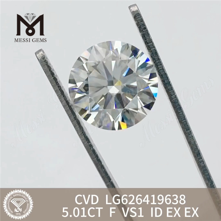 5.01CT F VS1 ID EX EX Diamanti coltivati ​​in laboratorio rotondi CVD LG626419638丨Messigems