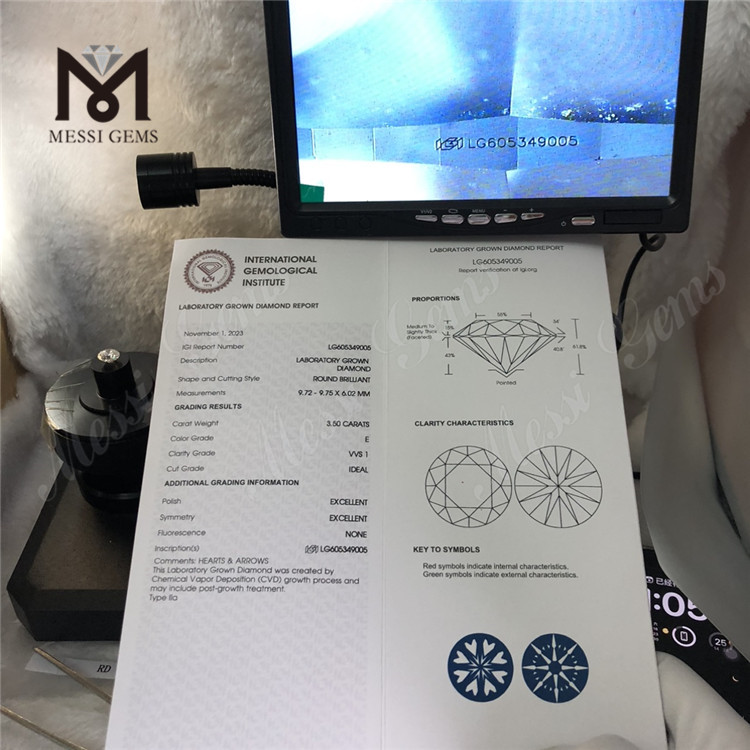 Diamanti certificati Igi da 3,50 ct E VVS1 CVD da 3 ct Brillantezza all'ingrosso LG605349005丨Messigems