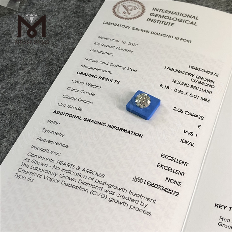 Diamanti di classificazione IGI da 2,05 ct E VVS1 CVD Diamond Unveiling The Beauty丨Messigems LG607342272 