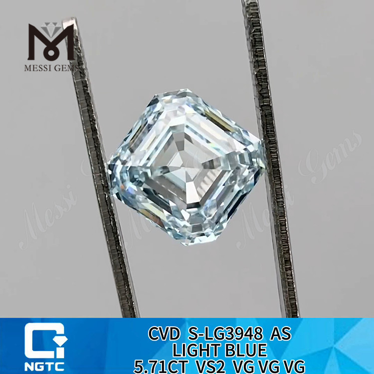 Diamanti sintetici 5.71CT VS2 AS LIGHT BLUE in vendita 丨Messigems CVD S-LG3948 