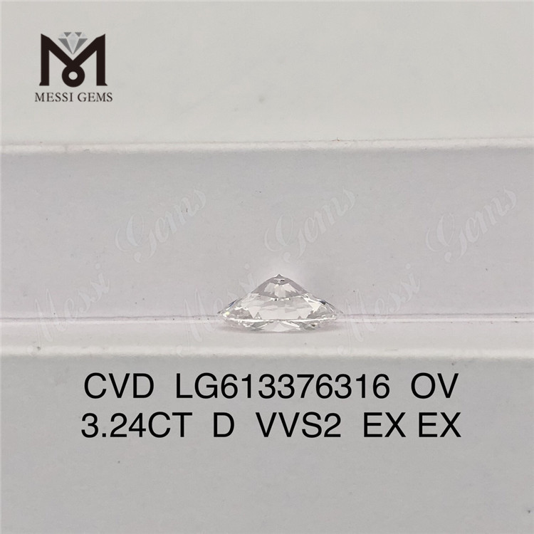 Prezzo all'ingrosso del diamante realizzato in laboratorio da 3,24CT OV D VVS2 CVD LG613376316丨Messigems