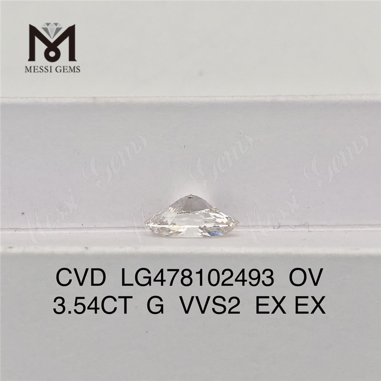 3.54CT G VVS2 OV diamante coltivato in laboratorio CVD LG478102493 di Messagems