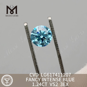Diamanti più economici creati in laboratorio 1.24CT VS2 3EX FANCY INTENSE BLUE丨Messigems CVD LG617411207