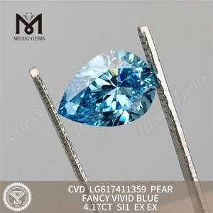 BLU VIVIDO FANCY PERA DA 4,17 CT SI1 CVD Diamanti di fabbrica da 4 ct LG617411359