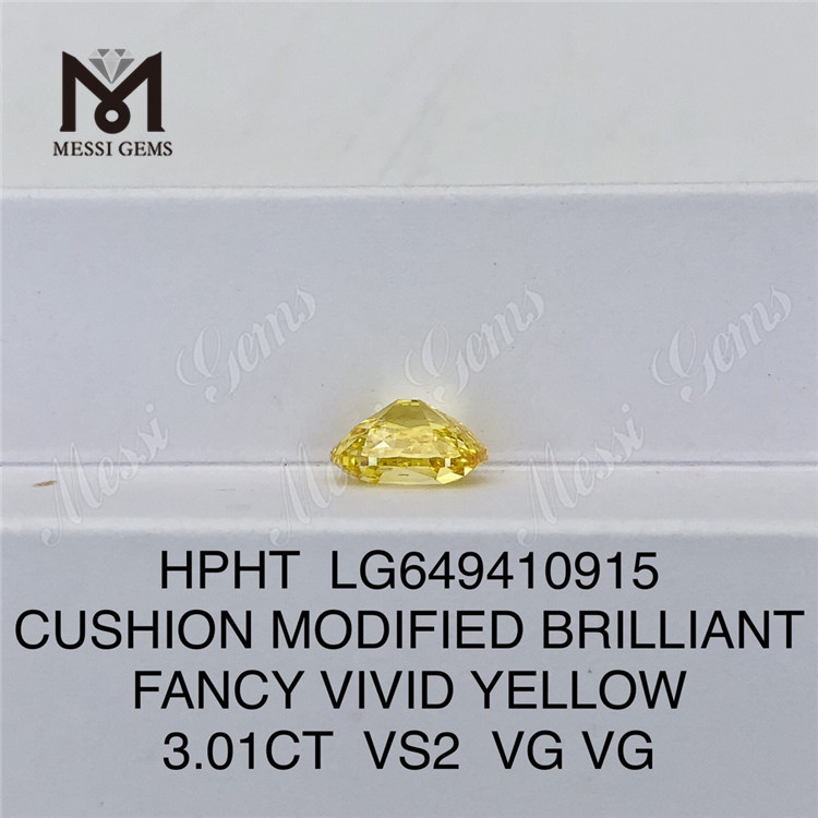 3,01 CT cuscino fantasia giallo vivido vs2 uomo fatto diamons hpht lg649410915 