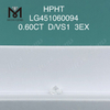 0,60 carati D VS1 EX Cut Grade Diamante rotondo creato in laboratorio HPHT