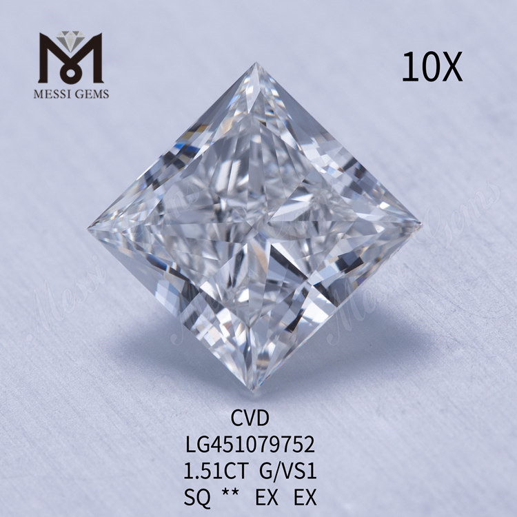 Diamanti coltivati ​​in laboratorio HPHT PRINCESS CVD da 1,51 carati G VS1