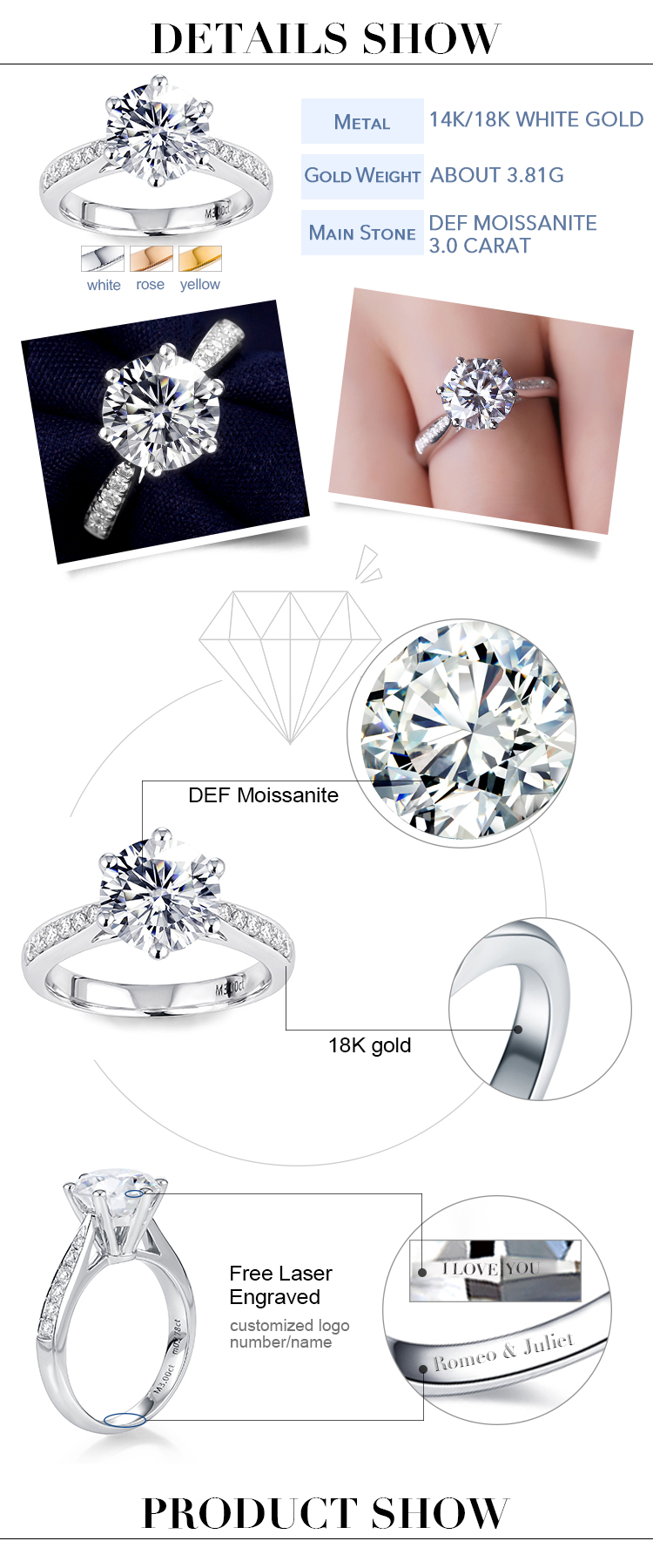 Anello in oro personalizzato 3 Carat