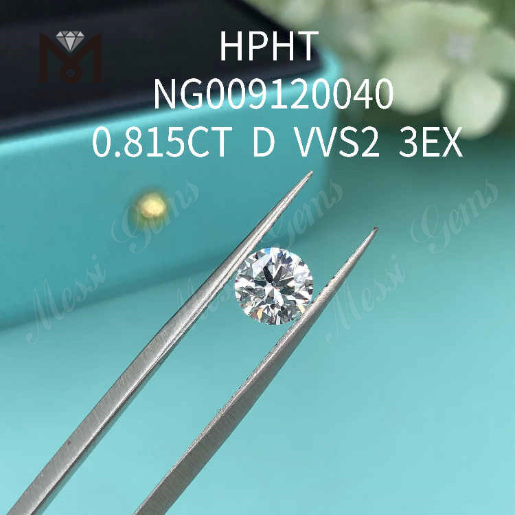 0.815CT D tondo bianco realizzato con diamanti VVS2 3EX