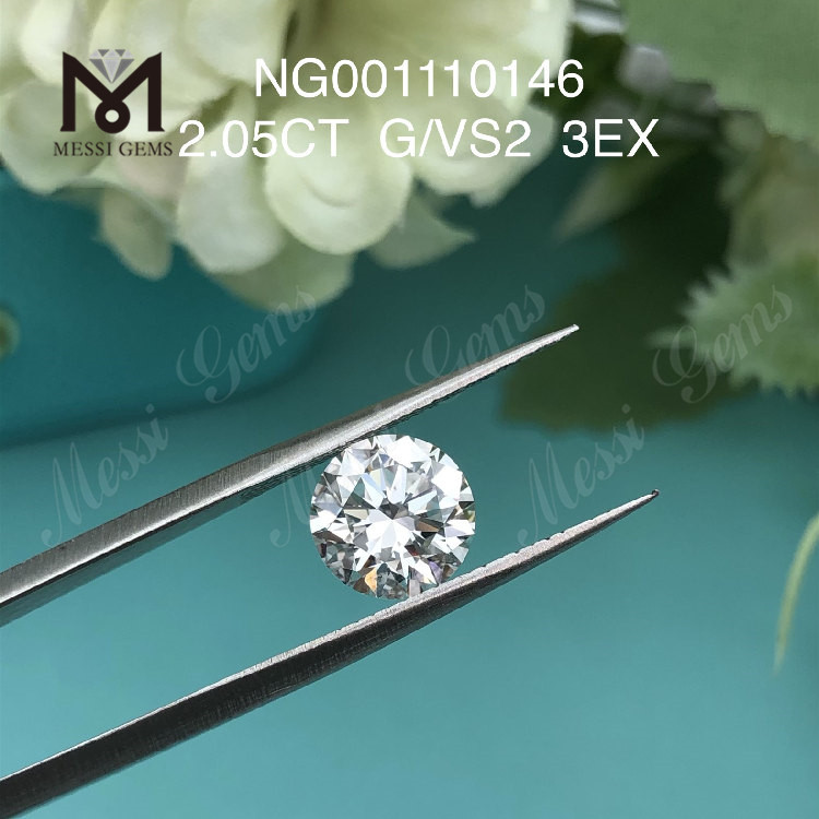 2.05ct G Round VS2 EX Cut Grade I migliori diamanti coltivati ​​in laboratorio online