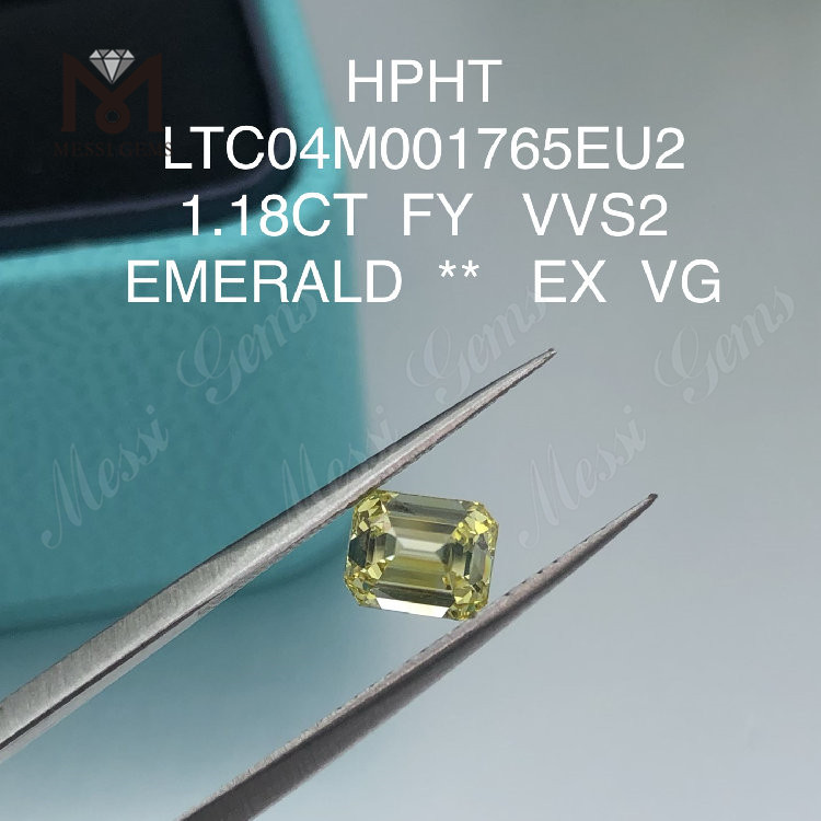 Diamanti da laboratorio gialli fantasia smeraldo 1,18 ct VVS2 