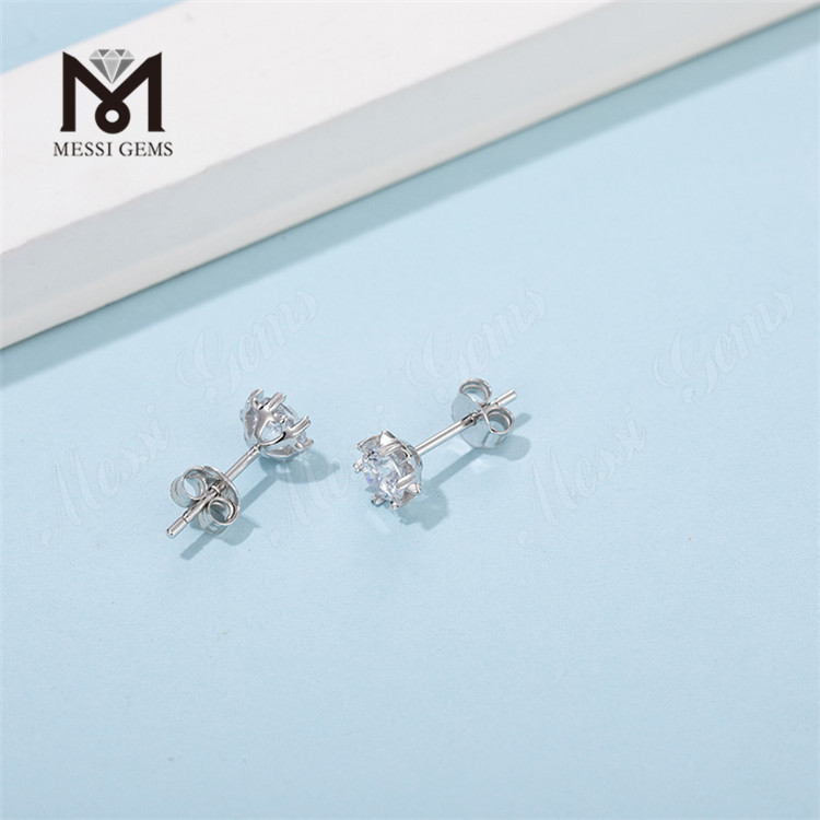 Messi Gems Orecchini a bottone dal design semplice con diamanti Moissanite da 1 carato
