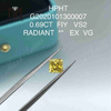 0,69 ct FIY di diamanti colorati fancy gialli coltivati ​​in laboratorio VS1 Taglio radiante 