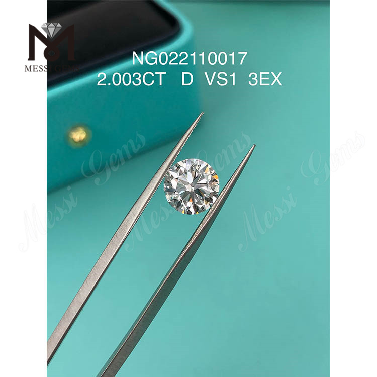 Diamante da laboratorio da 2.003 carati Rotondo D VS1 Taglio EX