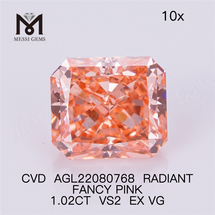 Diamante CVD ROSA FANTASIA RADIANTE DA 1,02CT Diamante da laboratorio VS2 EX VG AGL22080768 