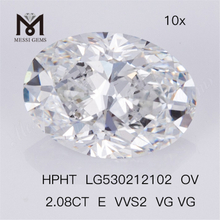 Diamante sintetico HPHT ovale colore E di diamante coltivato in laboratorio da 2,08 ct
