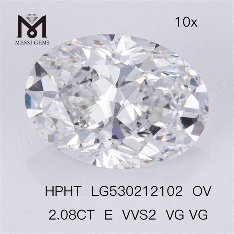 Diamante sintetico HPHT ovale colore E di diamante coltivato in laboratorio da 2,08 ct