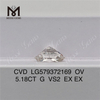 5.18CT forma OV G VS2 EX EX diamante ovale da laboratorio CVD LG579372169