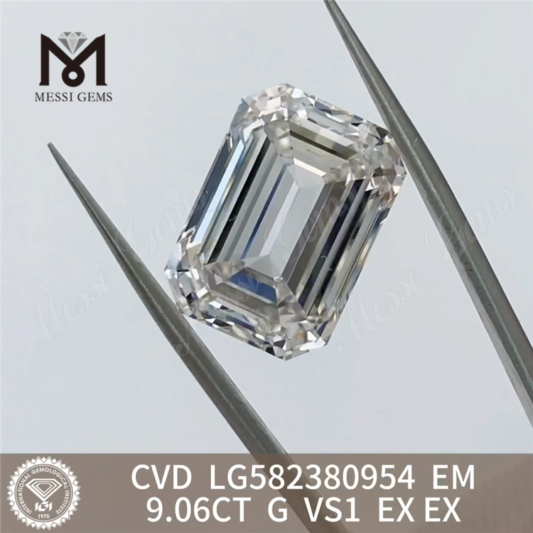 9.06CT G VS1 EM taglio EX EX smeraldo creato in laboratorio diamante CVD LG582380954