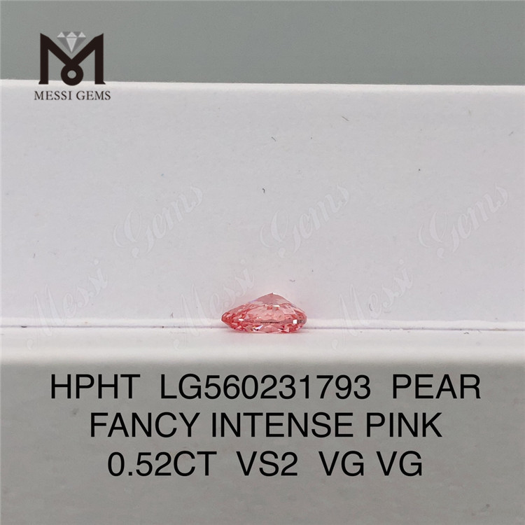 Diamante HPHT 0,52CT PERA FANCY INTENSE PINK VS2 VG VG diamante coltivato in laboratorio LG560231793 