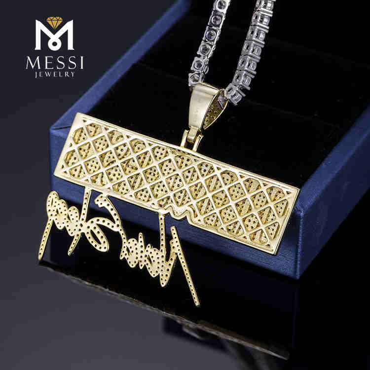 personalizzato Hip hop di grandi dimensioni in argento placcato oro moissanite moda collana gioielli ciondolo rapper