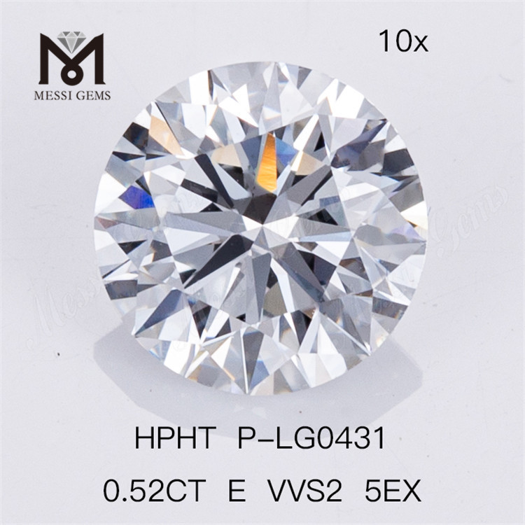0,52CT E VVS2 5EX Diamante artificiale rotondo HPHT Diamante coltivato in laboratorio