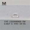3.43CT E VVS1 EX VG EM diamanti sintetici sciolti CVD LG529260625