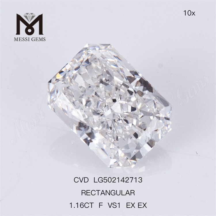 1.16CT Taglio RETTANGOLARE F VS1 EX EX Certificato CVD Lab Grown Diamond IGI