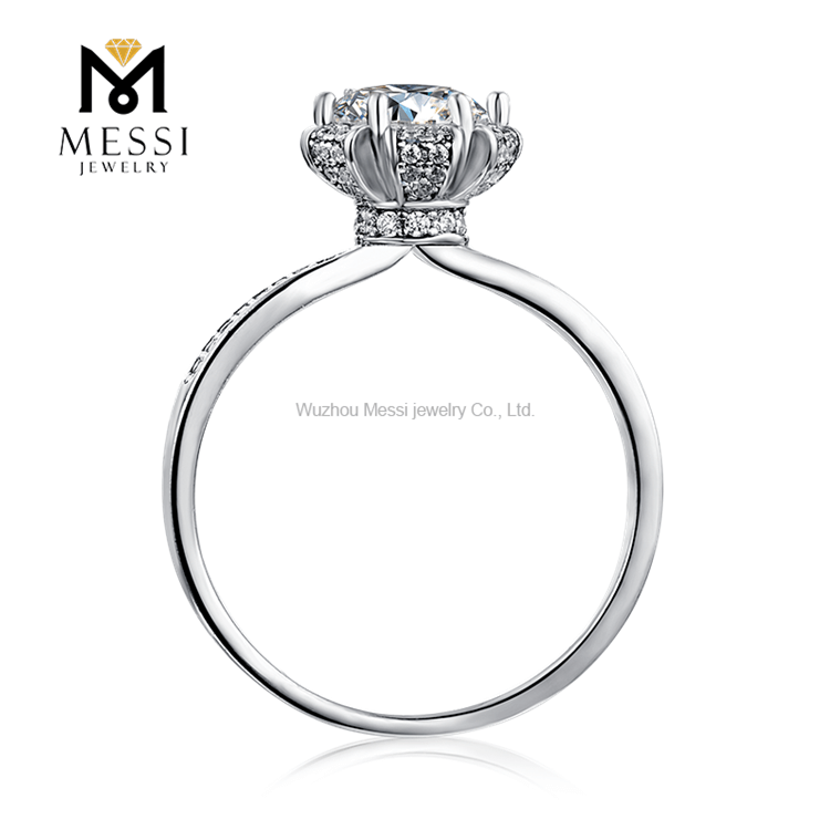 Anello in argento sterling 925 con pietra moissanite e anello placcato in oro bianco per fidanzamento di nozze