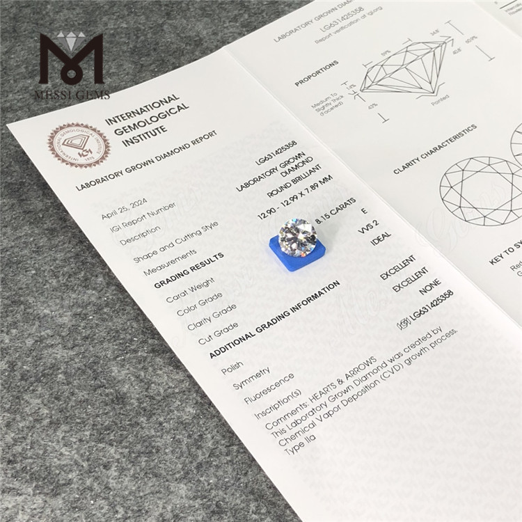8.15CT E VVS2 ID diamanti lavorati sfusi CVD LG631425358丨Messigems