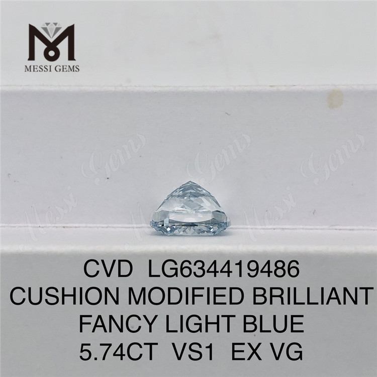 CUSCINO MODIFICATO BRILLANTE FANCY AZZURRO DA 5,74 CT Diamanti simulati VS1 EX VG CVD LG634419486