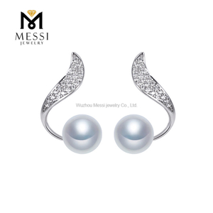 Orecchini di perle eleganti in argento 925 akoya da 7-8 mm per matrimoni