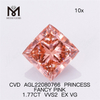 Diamanti da laboratorio all\'ingrosso da 1,77 ct rosa VVS2 EX VG CVD PRINCESS FANCY PINK AGL22080766