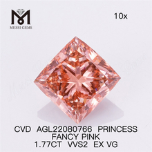 Diamanti da laboratorio all'ingrosso da 1,77 ct rosa VVS2 EX VG CVD PRINCESS FANCY PINK AGL22080766