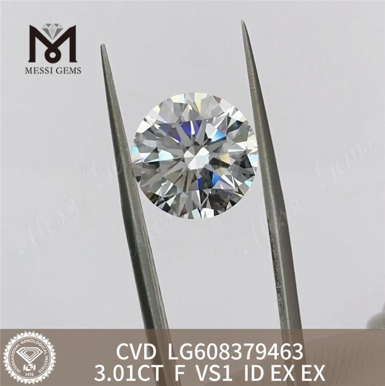 3.01CT F VS1 Diamante rotondo da laboratorio cvd da 3 ct Pietra preziosa ecologica丨Messigems LG608379463