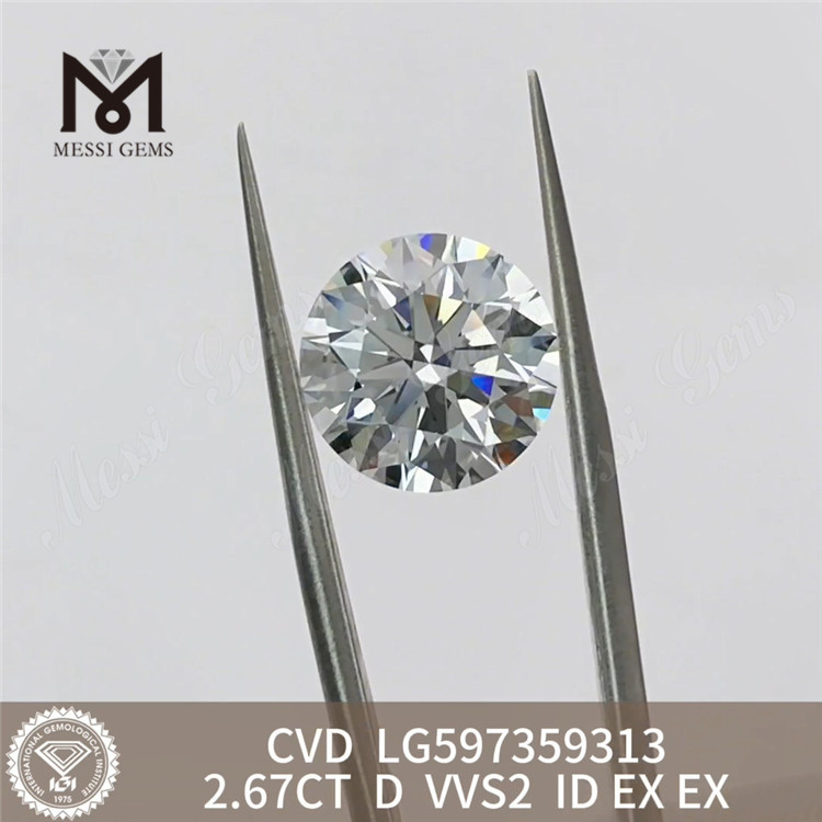 Diamanti di classe IGI da 2,67 ct Diamante D VVS2 CVD di provenienza etica丨Messigems LG597359313