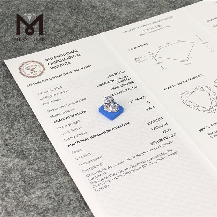 Diamanti da laboratorio della migliore qualità HS da 7 ct CVD LG613376321丨Messigems