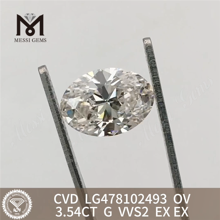 3.54CT G VVS2 OV diamante coltivato in laboratorio CVD LG478102493 di Messagems